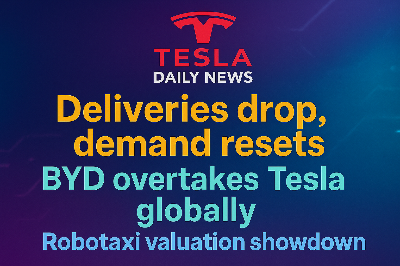 2026-01-06 Tesla News - Deliveries drop, demand resets, BYD overtakes Tesla globally, Robotaxi valuation showdown episode artwork