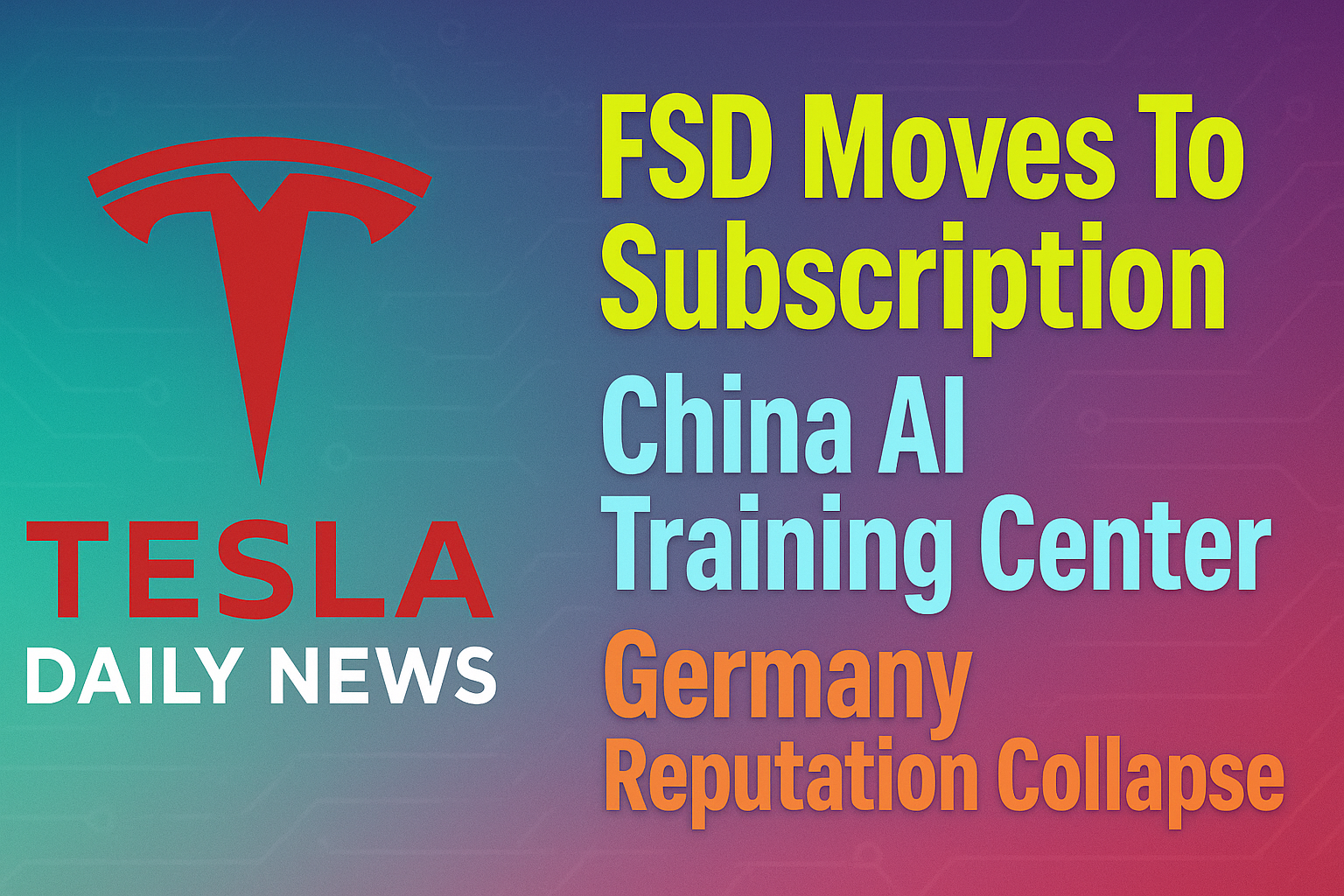 2026-02-08 Tesla News - FSD Moves To Subscription, China AI Training Center, Germany Reputation Collapse episode artwork