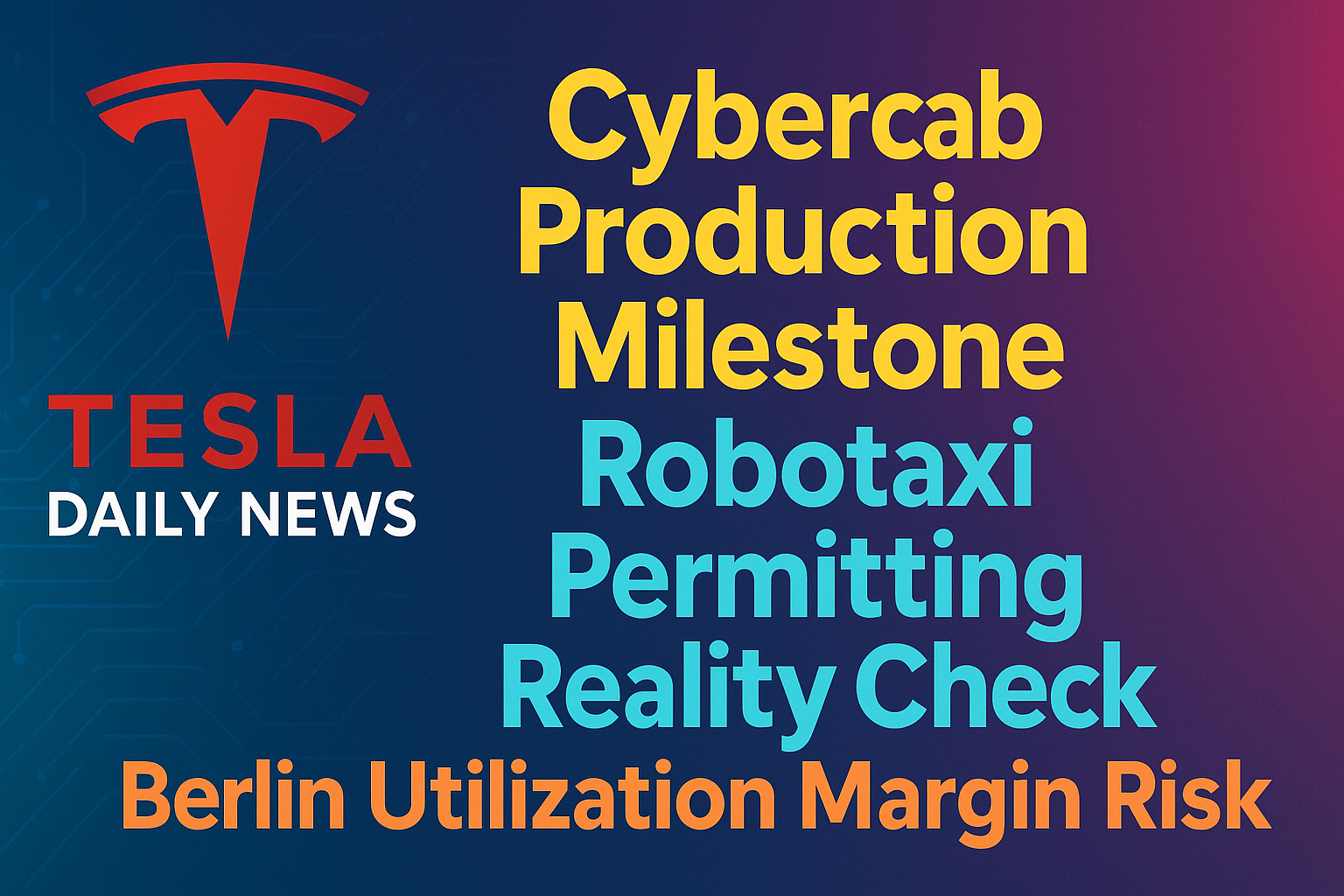 2026-03-02 Tesla News - Cybercab Production Milestone, Robotaxi Permitting Reality Check, Berlin Utilization Margin Risk episode artwork