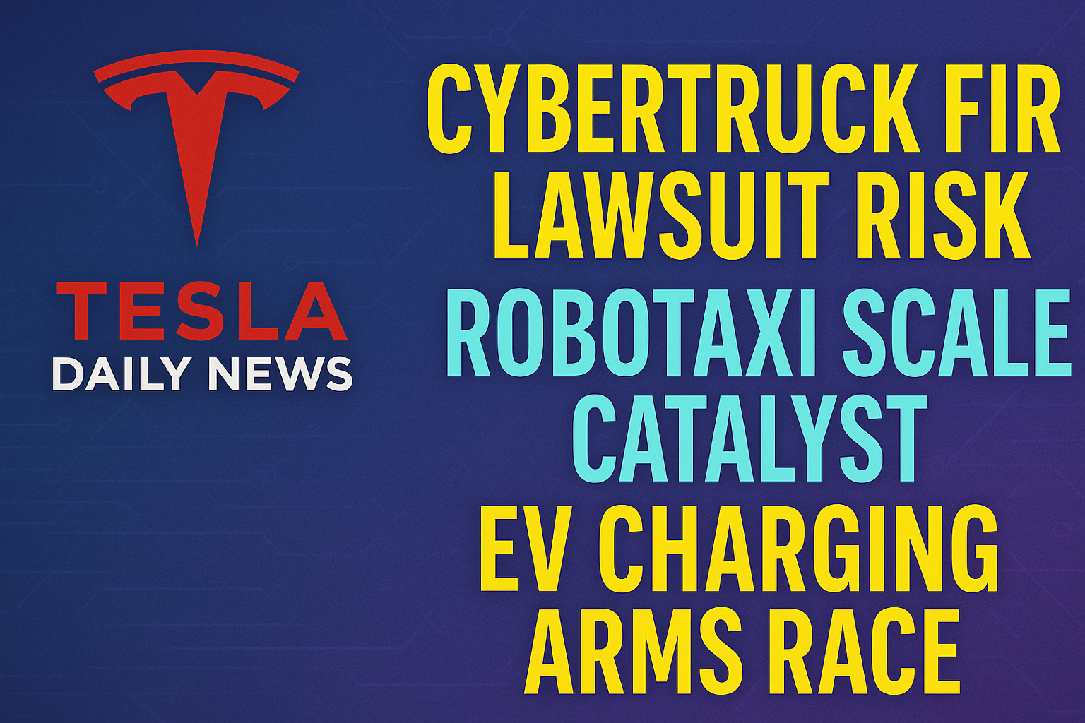 2026-03-19 Tesla News - Cybertruck Fire Lawsuit Risk, Robotaxi Scale Catalyst, EV Charging Arms Race episode artwork