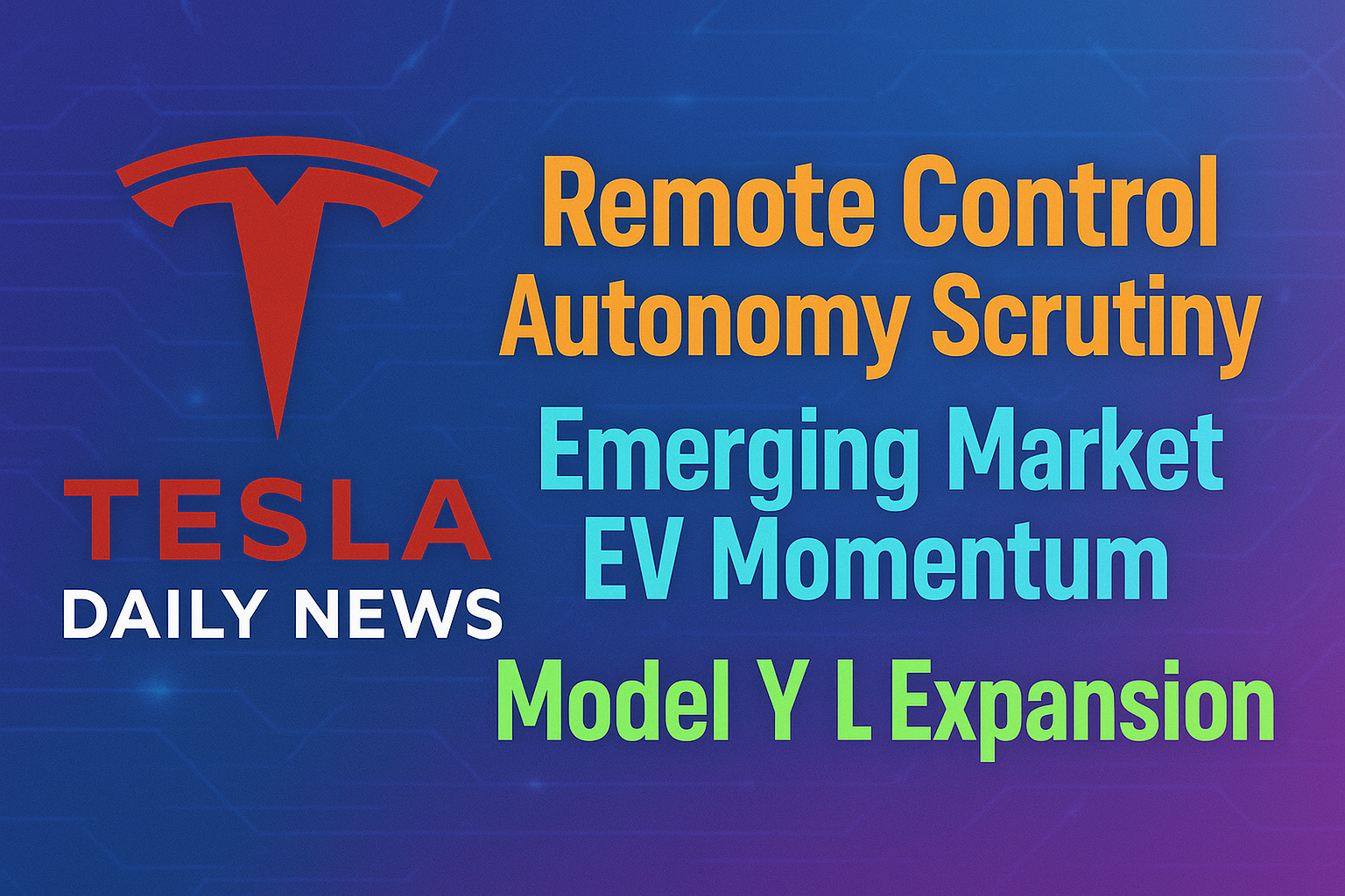 2026-04-06 Tesla News - Remote Control Autonomy Scrutiny, Emerging Market EV Momentum, Model Y L Expansion episode artwork
