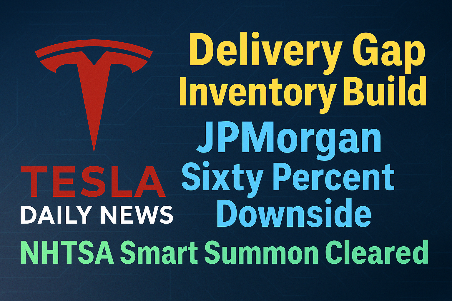 2026-04-07 Tesla News - Delivery Gap Inventory Build, JPMorgan Sixty Percent Downside, NHTSA Smart Summon Cleared episode artwork