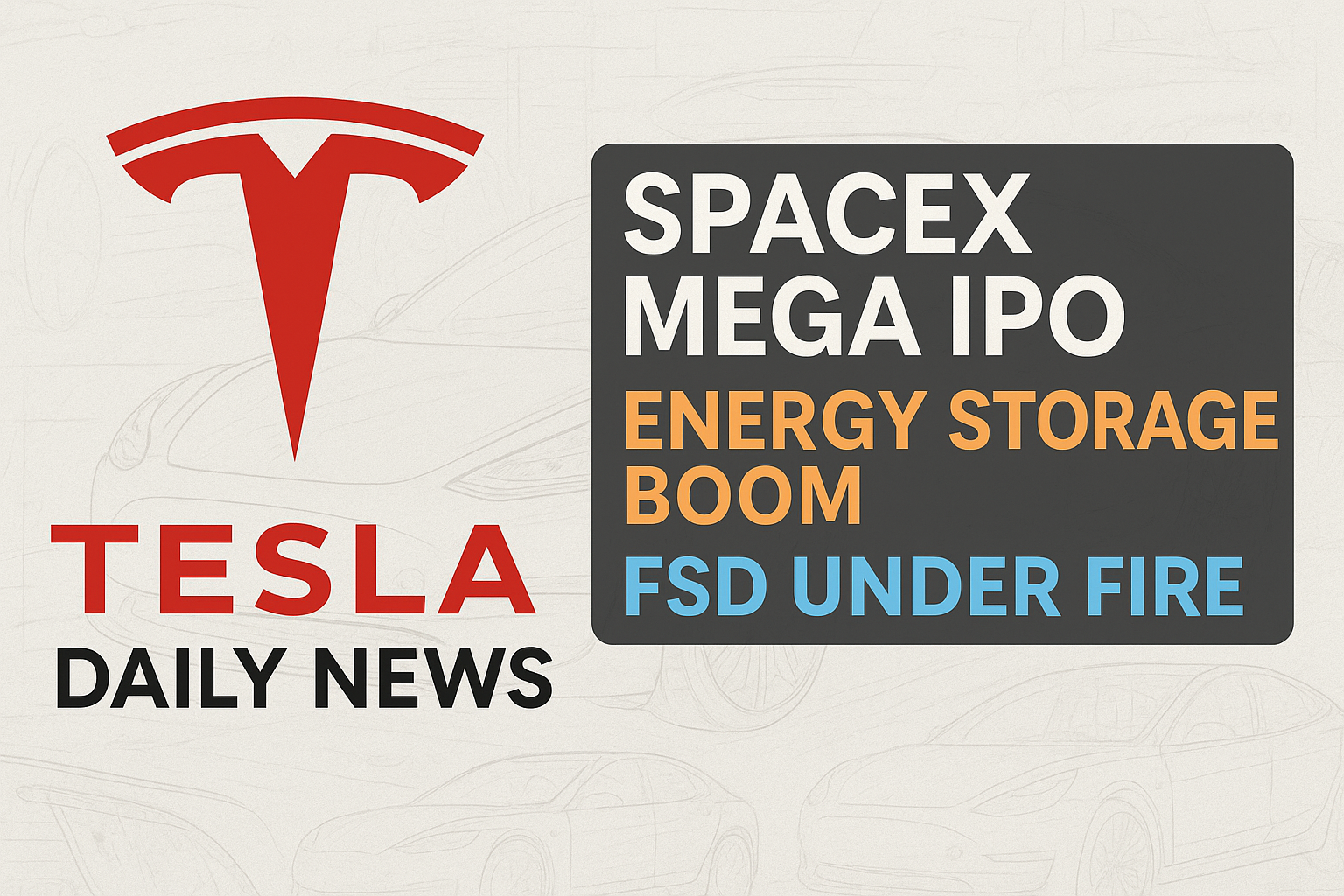 Tesla News - SpaceX Mega IPO, Energy Storage Boom, FSD Scrutiny episode artwork