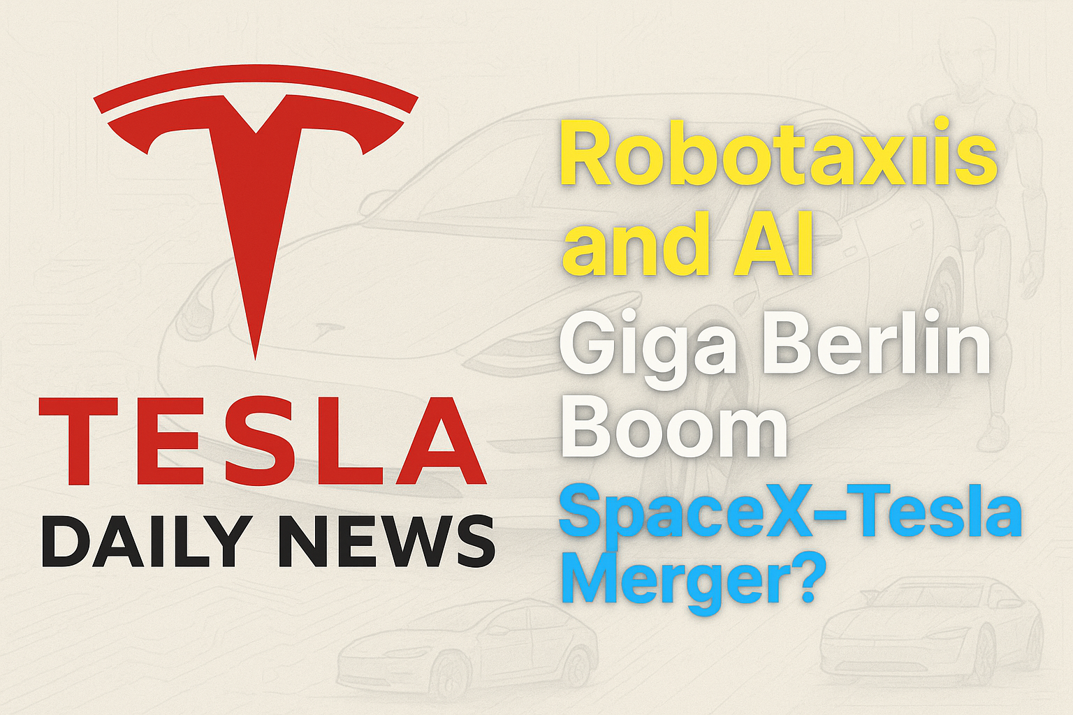 Tesla News - Robotaxis, Giga Berlin Surge, and Tesla–SpaceX Merger Buzz episode artwork